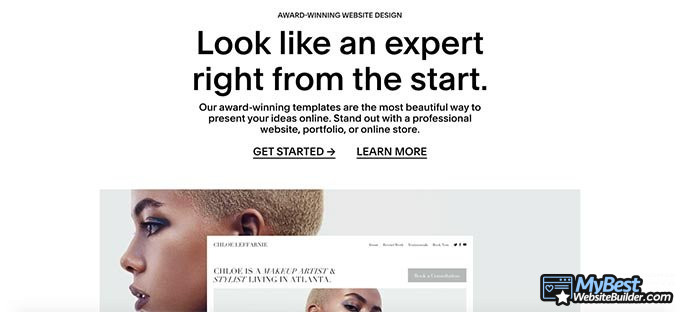 Squarespace review: part of the homepage.