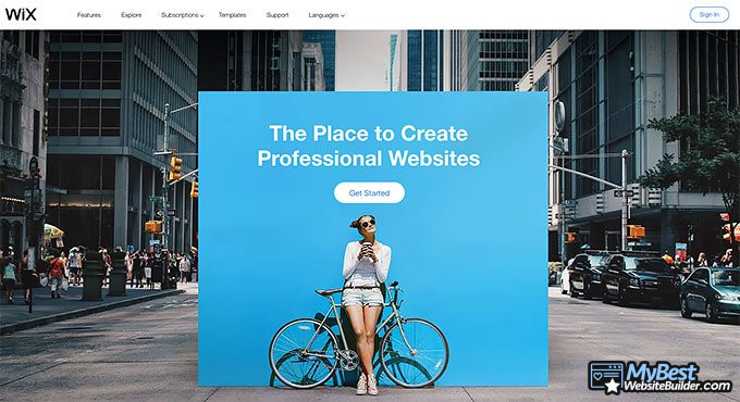 Wix review: homepage